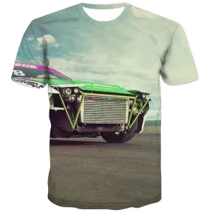 Racing Car T-shirt Men Metal Shirt Print City T shirts Funny Gray T-shirts Graphic Retro Tshirts Cool