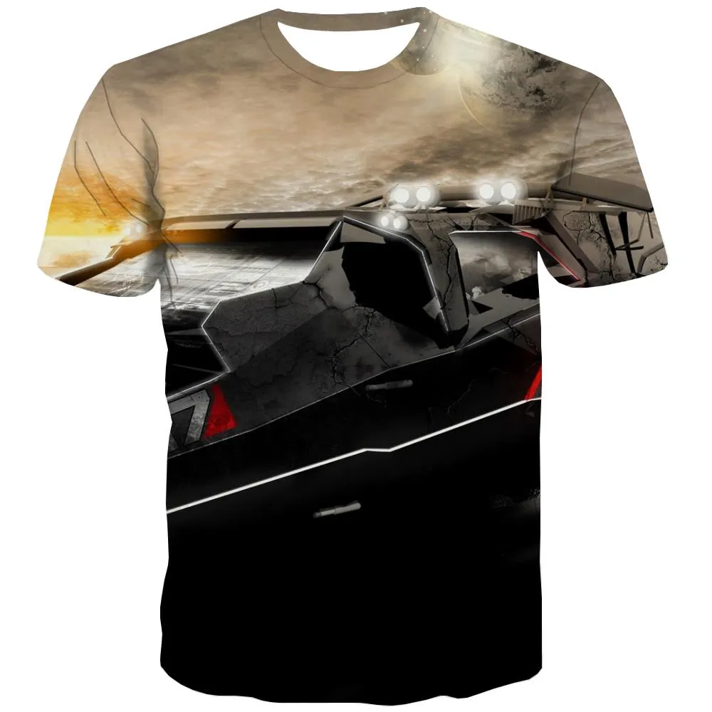 Racing Car T-shirt Men Metal Tshirts Casual City Tshirts Novelty Gray Tshirts Cool Retro Tshirt Printed