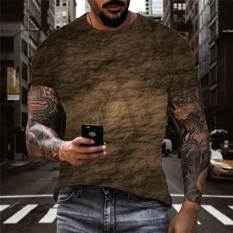 Rock texture t shirt Casual shirt 3D special texture art costume man different Cool