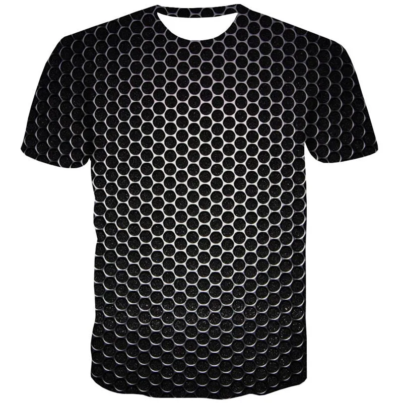 Round hole metallic texture t shirt t shirt 3D special texture man different Cool art costume