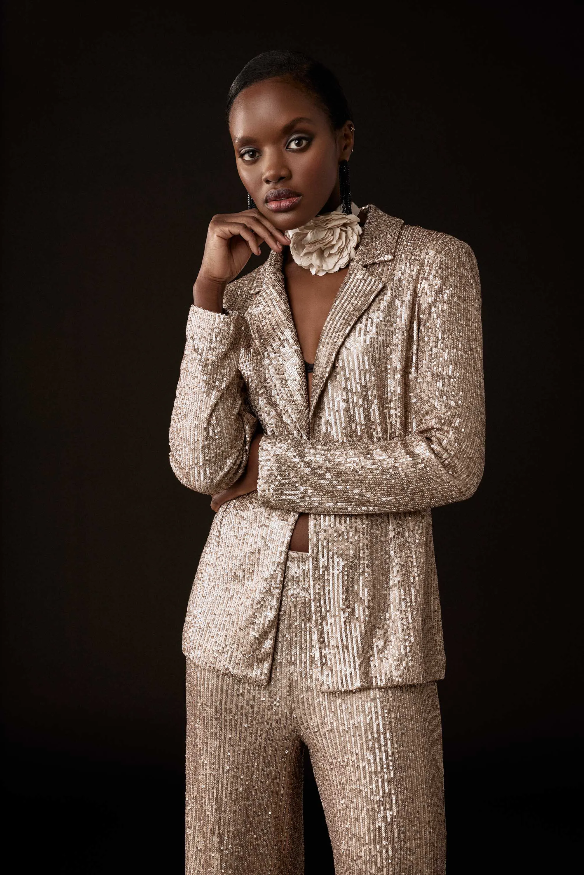 Sequined Straight Blazer