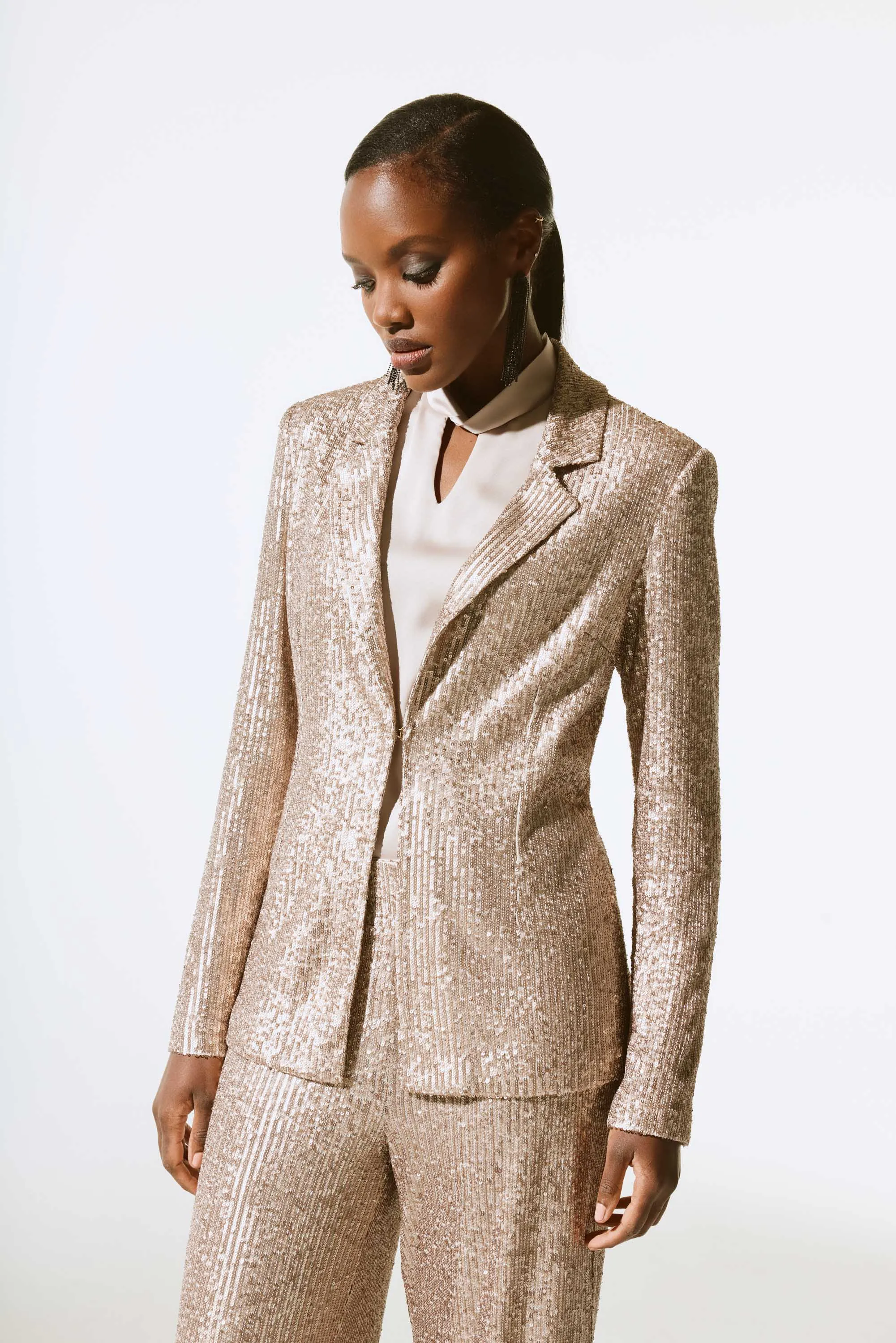 Sequined Straight Blazer