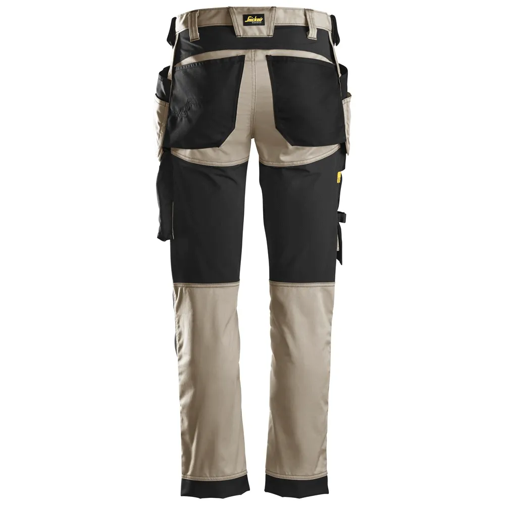 Snickers 6241 AllroundWork, Stretch Work Knee Pad Trousers Holster Pockets Khaki/Black