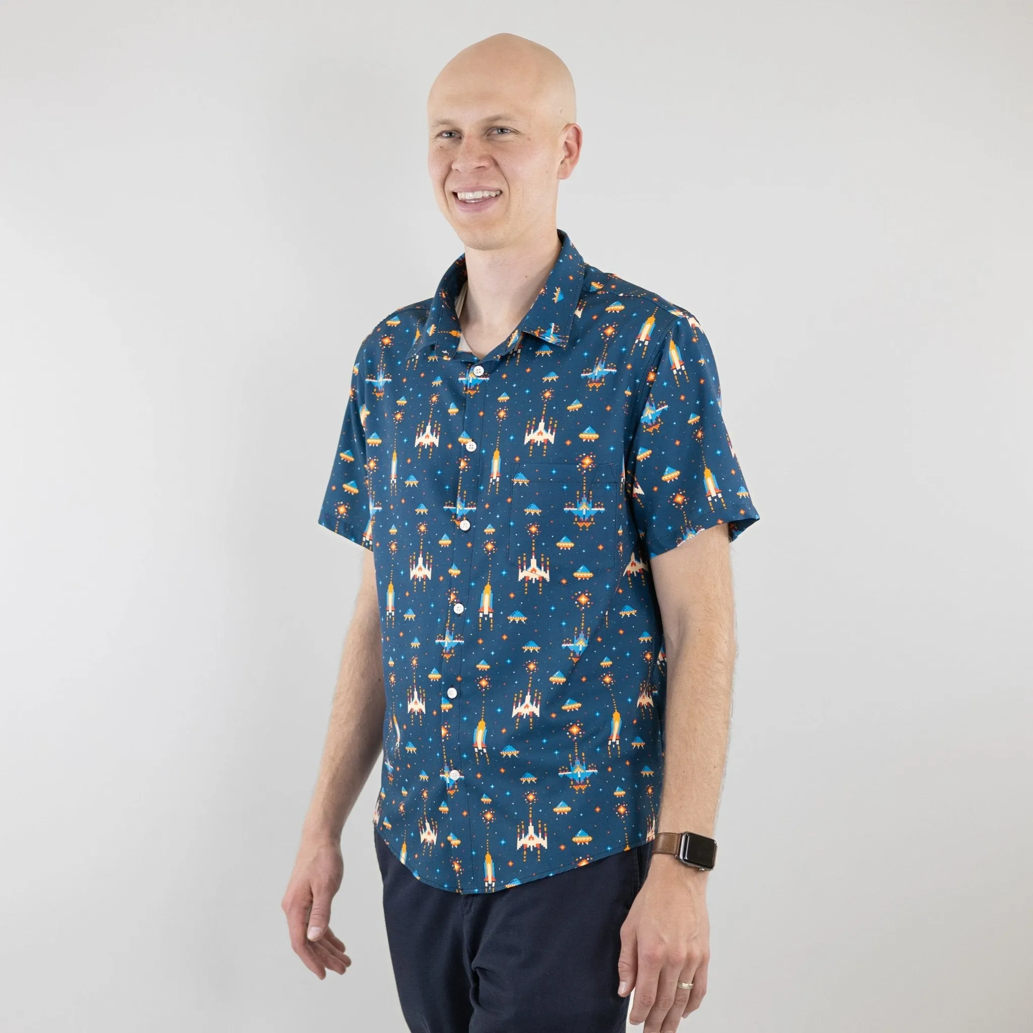 Space Retro Arcade Button Up Shirt