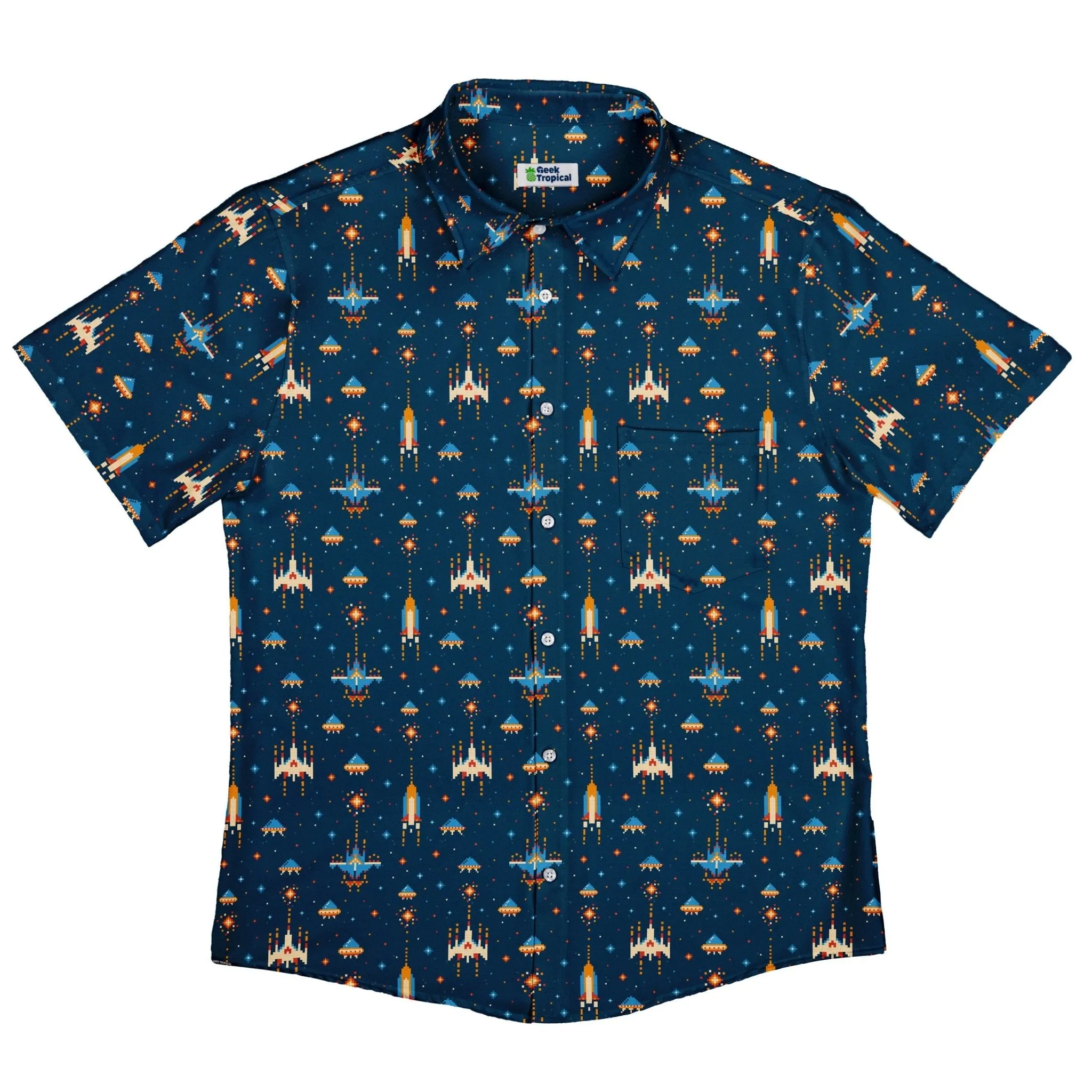 Space Retro Arcade Button Up Shirt