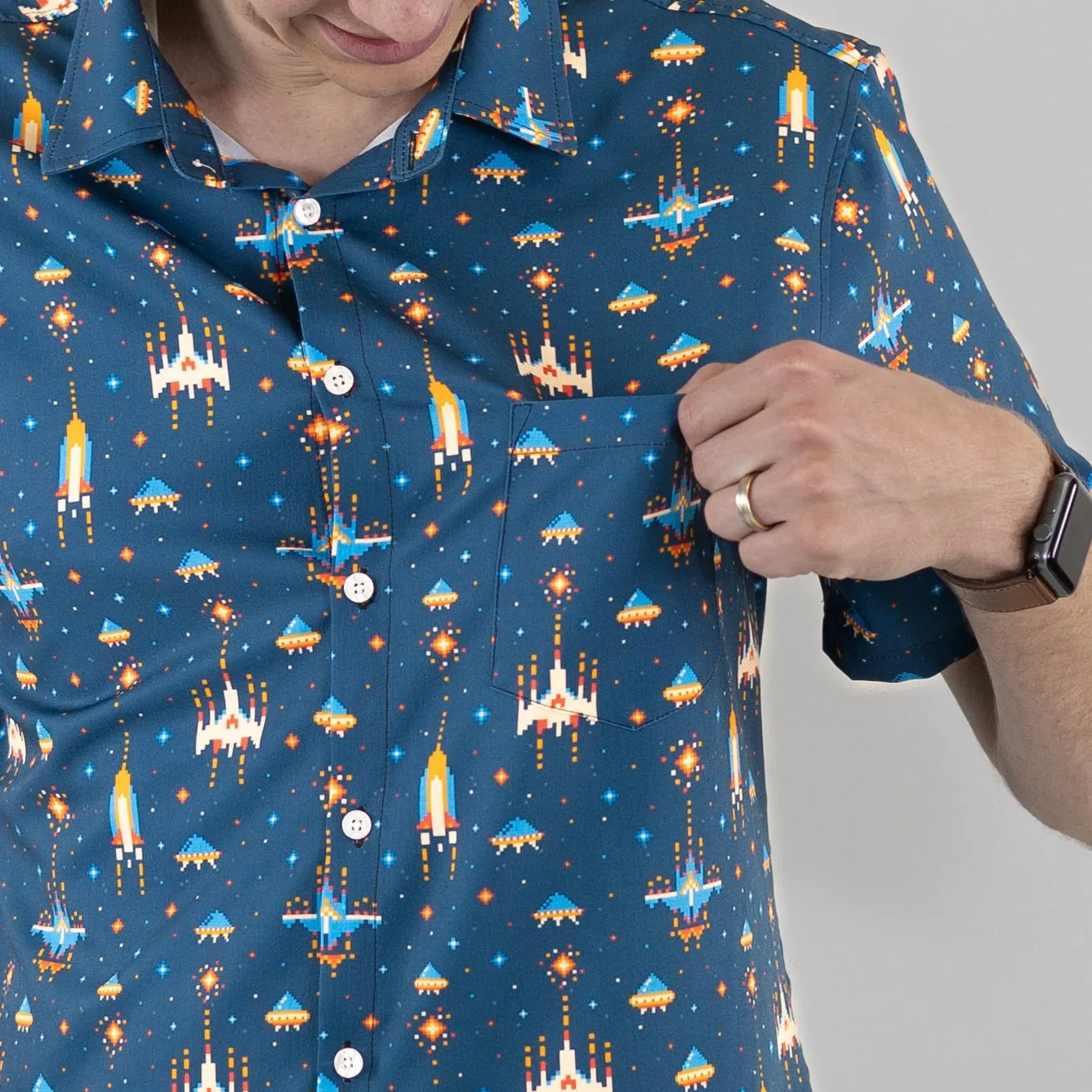 Space Retro Arcade Button Up Shirt