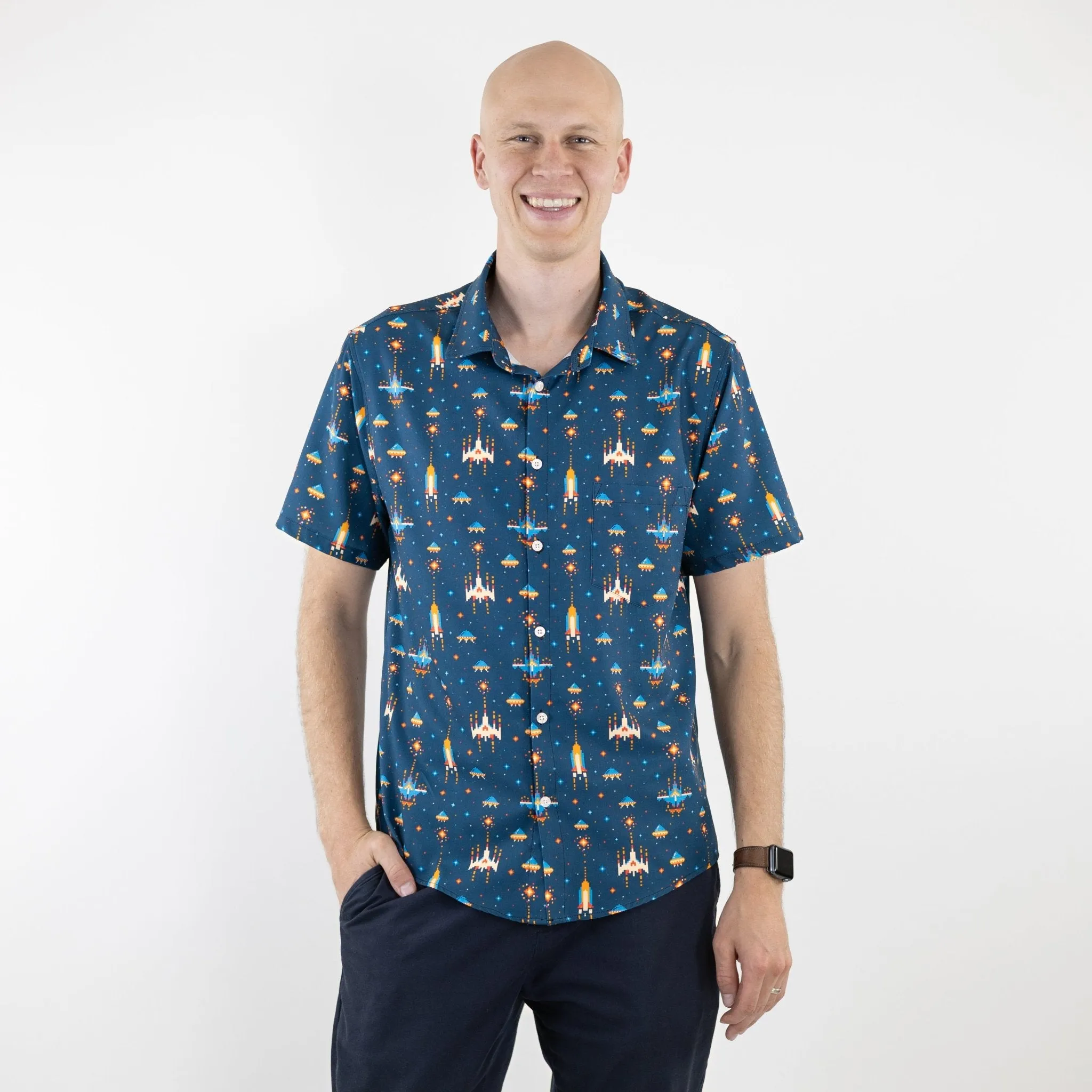 Space Retro Arcade Button Up Shirt