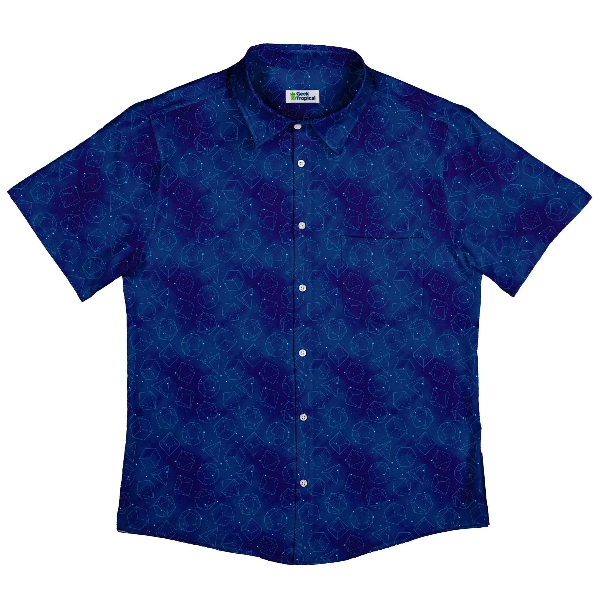 Space RPG Dice Blue Dnd Button Up Shirt