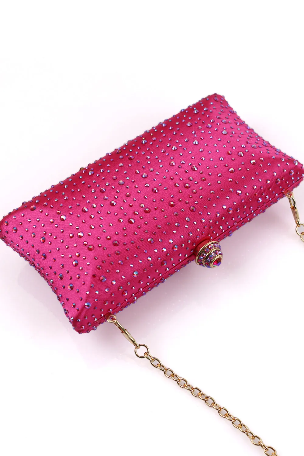 Sparkly Fuchsia Rhinestone Evening Party Handbag