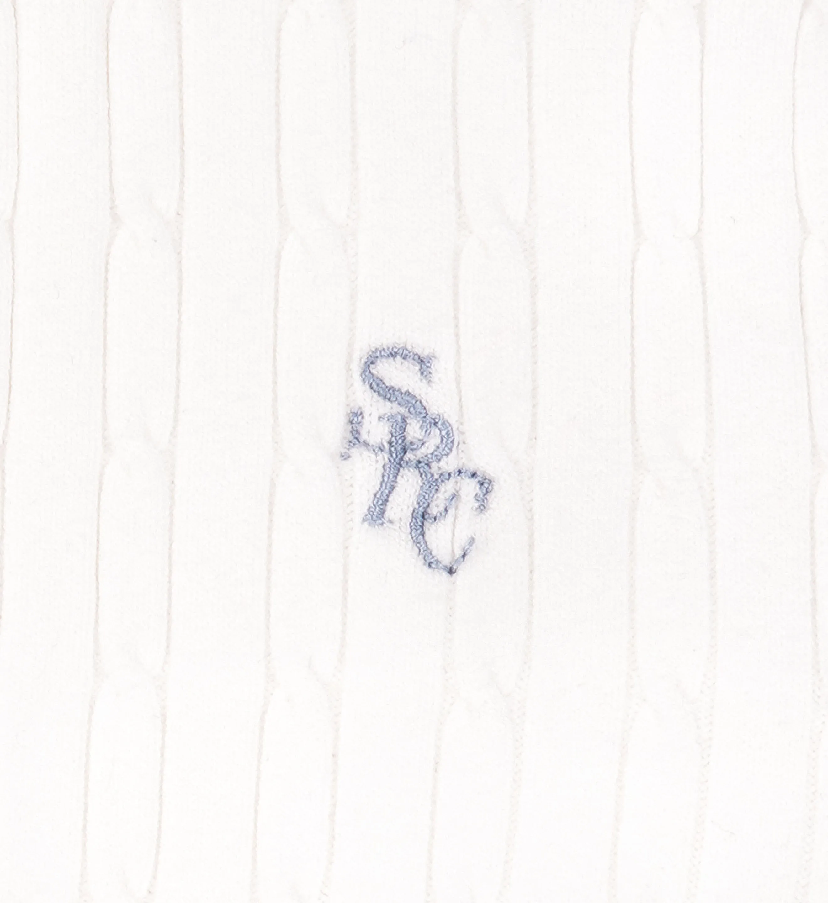 SRC Mini Cable Longsleeve Polo - Off White/China Blue