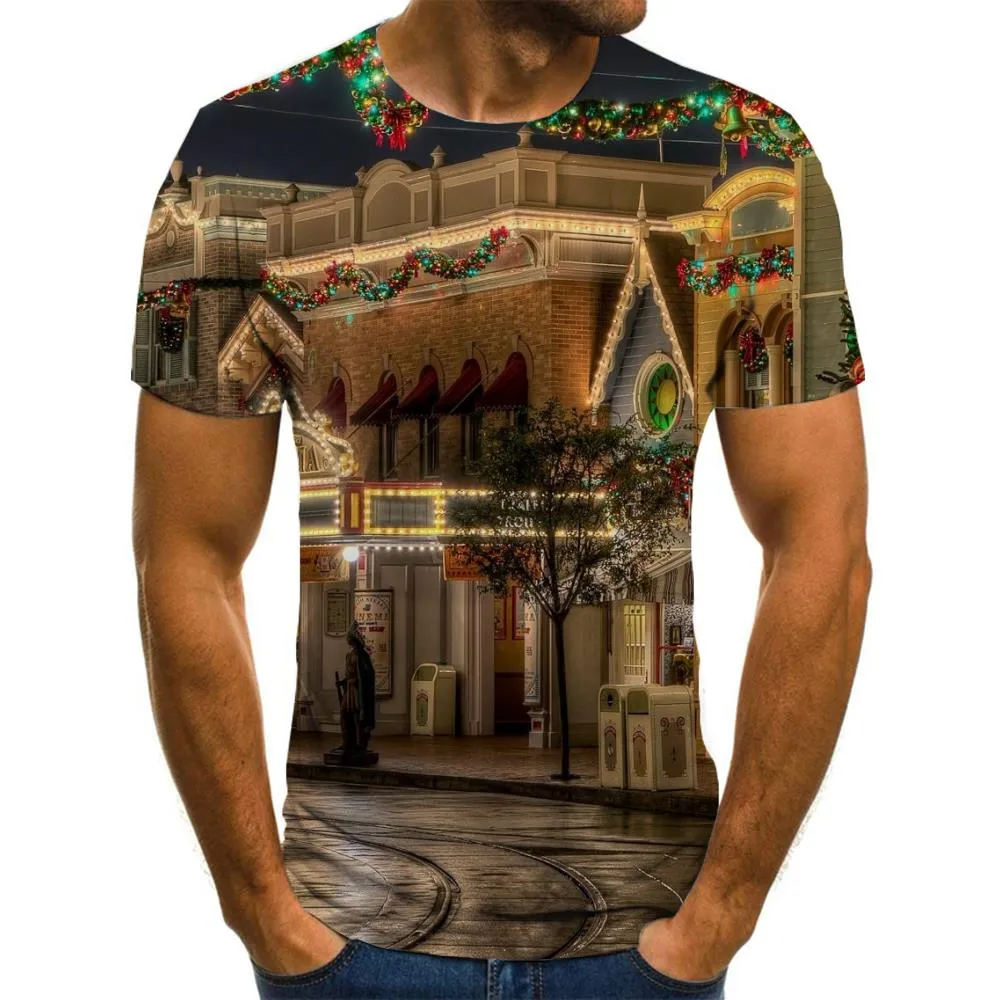 street lighting tshirts festival 3D tshirt art costume men Cool Christmas