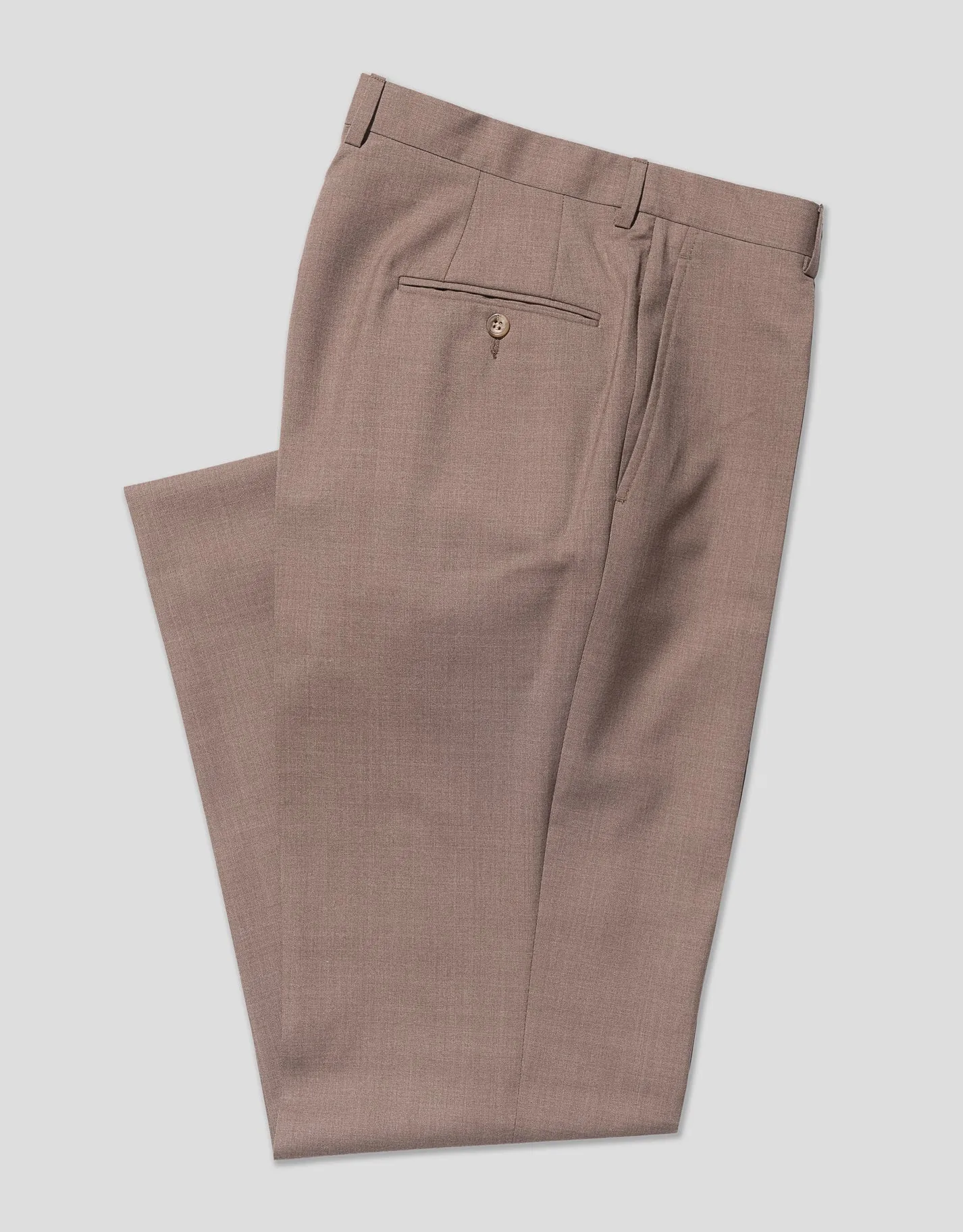 TAN SINGLE PLEAT WOOL TROUSER