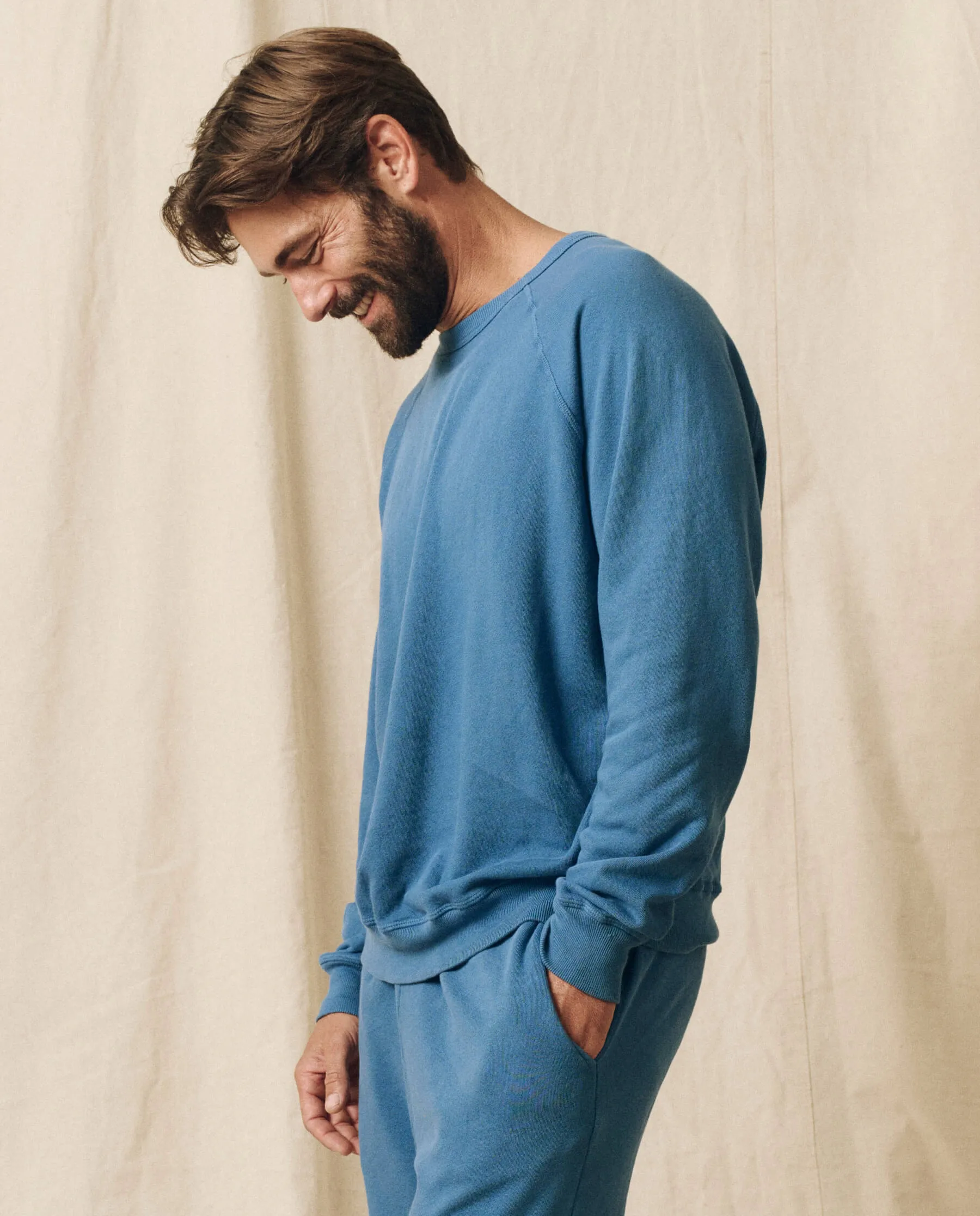 The Men's College Sweatshirt. Solid -- Glacier Blue