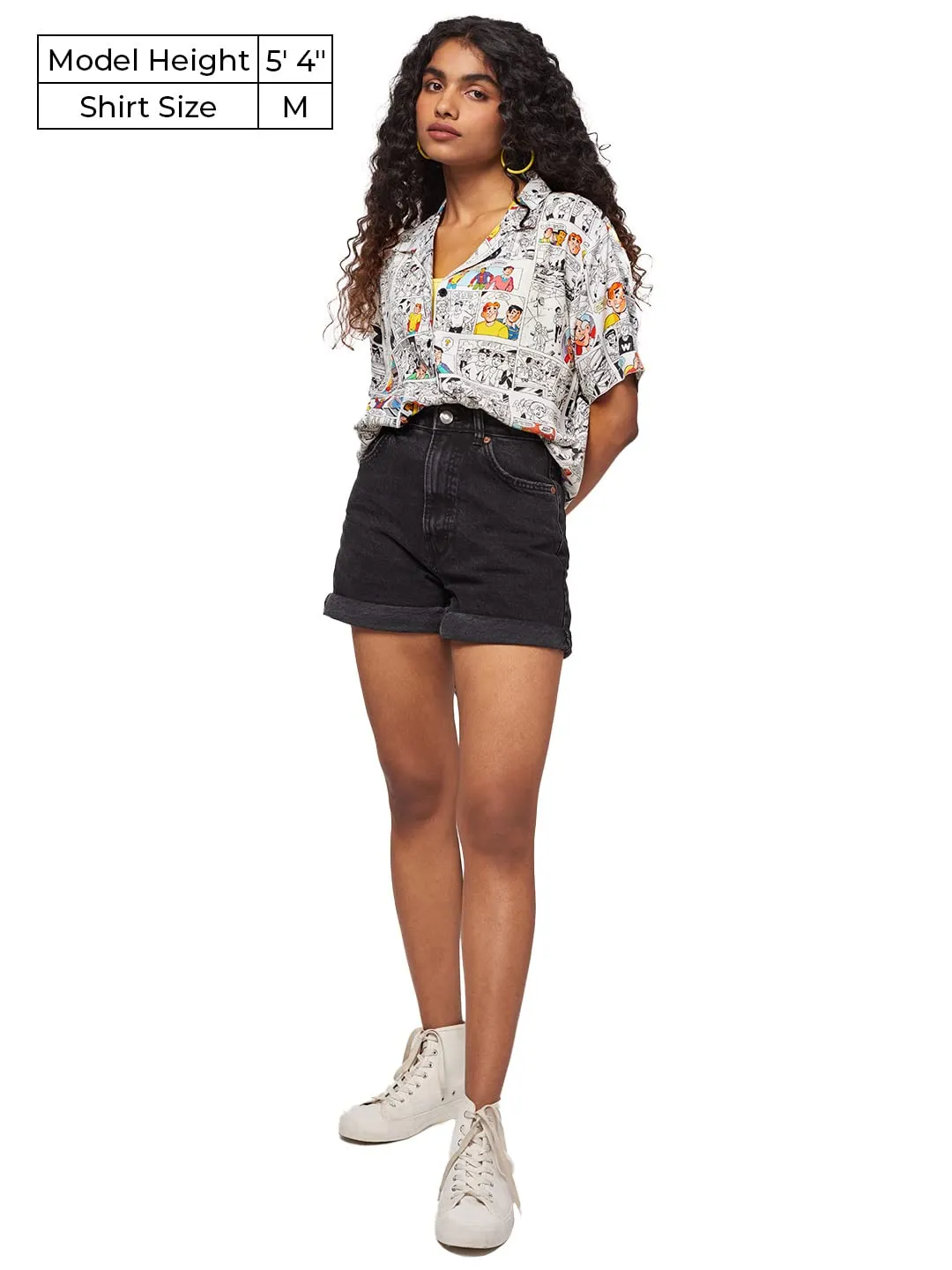 The Souled Store| Official Archie: Comic Strip Women and Girl Hawaiian Shirts|Regular fit Half Sleeve Graphic Printed| 100% Rayon White Color Women Hawaiian Shirts