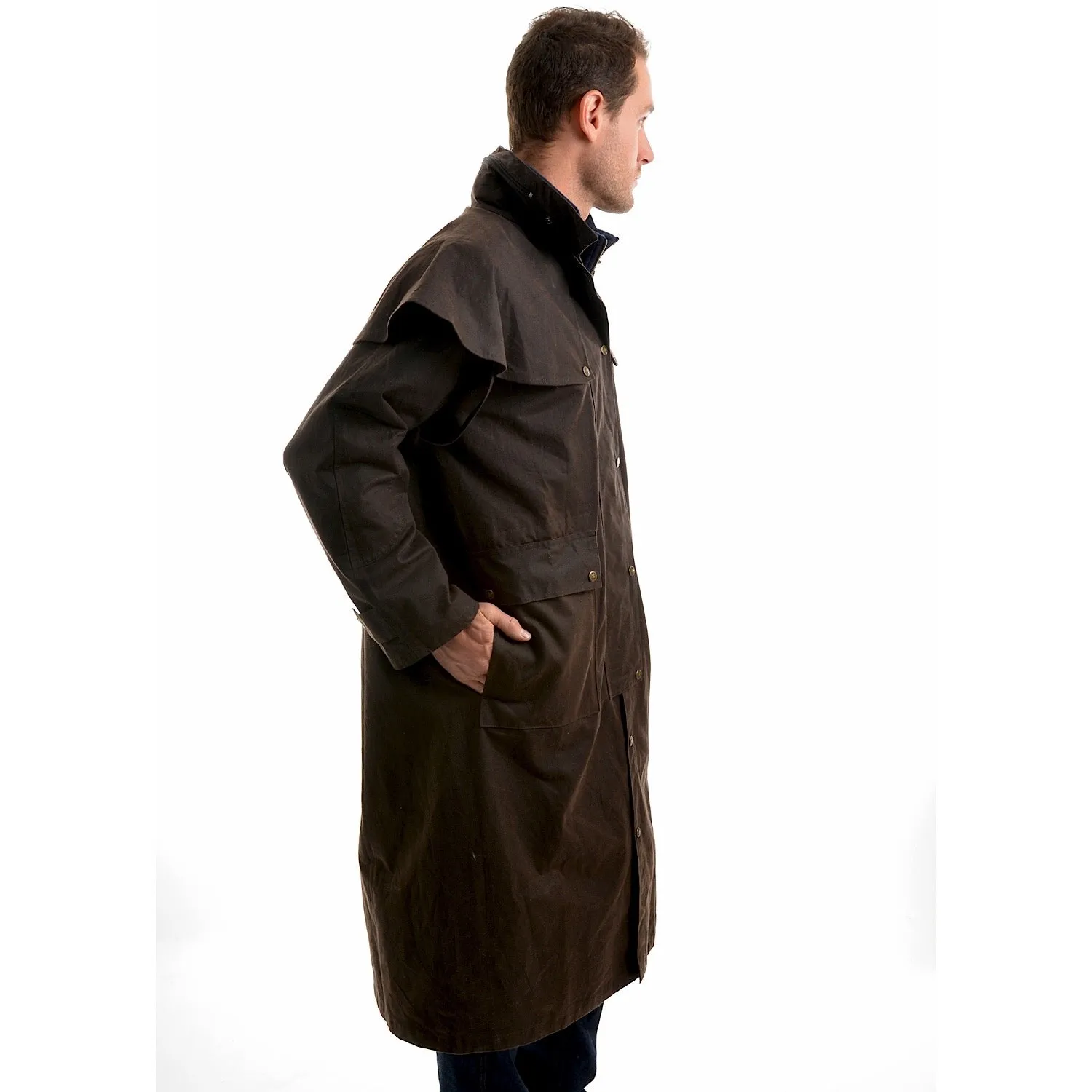 Thomas Cook Men's High Country Professional Oilskin Long Coat Rustic Mulch