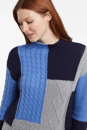 Tribal | Patchwork Knit Mock Neck Sweater | Women's