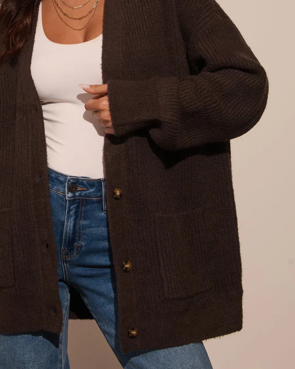 Warm Latte Oversized Cardigan