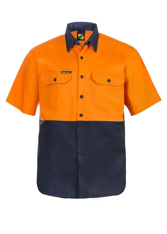 WS3023 HI VIS SHORT SLEEVE COTTON DRILL SHIRT